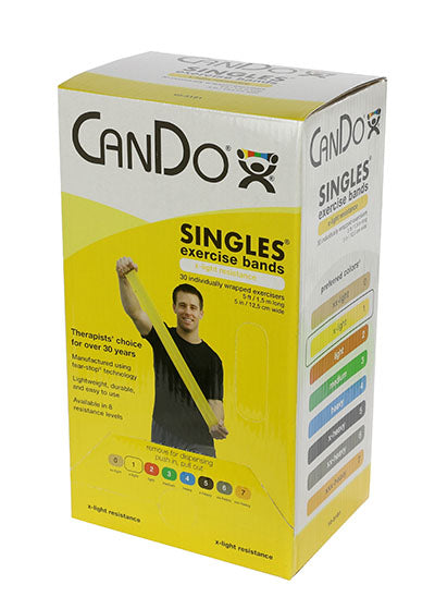 CanDo Low Powder Resistance Band, Pre-Cut Strips, 5 foot - 30/box