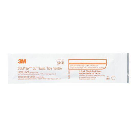 LOW STOCK - 3M™ SoluPrep™ Swab (0.5% w/v chlorhexidine gluconate and 70% v/v ethyl alcohol), Non-sterile, Clear, 50/bx (4447579209841)