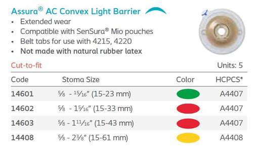 Assura® Easiflex: AC Convex Light Extended Wear Skin Barrier, Cut-to-fit, 5/bx (4562899697777)