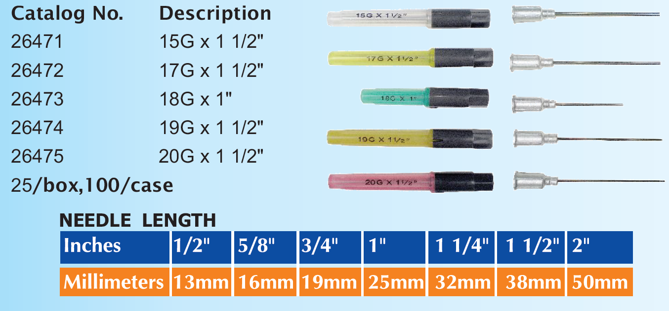 Aluminum Hub Blunt Needle, Sterile, 25/bx (4422884491377)