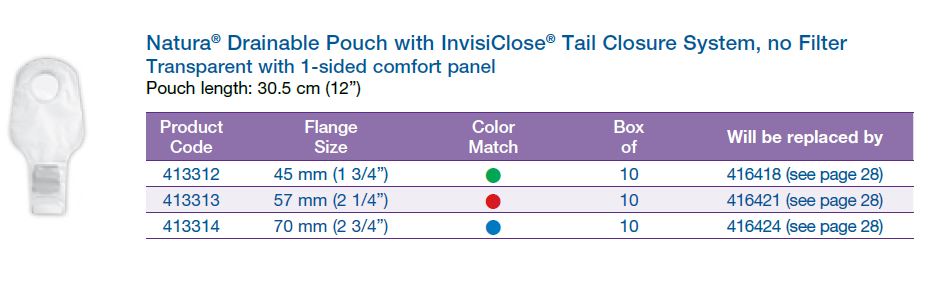 Natura®: Drainable Pouch with InvisiClose® Tail Closure System, Without Filter, Transparent or Opaque, 12" (4572779937905)