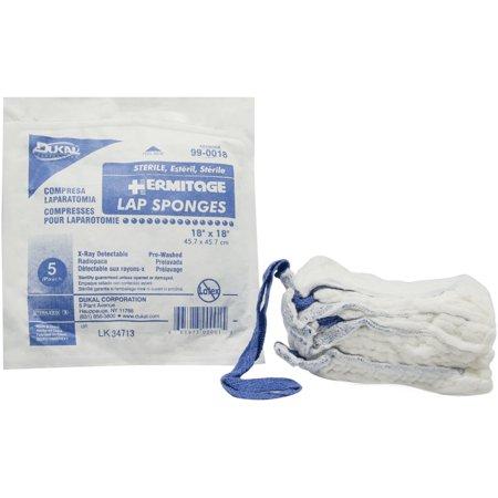 Dukal Laparotomy Sponge, 18" x 18", Sterile, Prewashed, X-Ray Detectable, Softpack, 5/pkg (4447582814321)