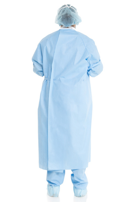 LOW STOCK - HALYARD BASICS* Non-Reinforced Surgical Gown, Adjustable Hook & Loop Neckline, Sterile, Size Large, Level 1, 20/cs (4447573377137)