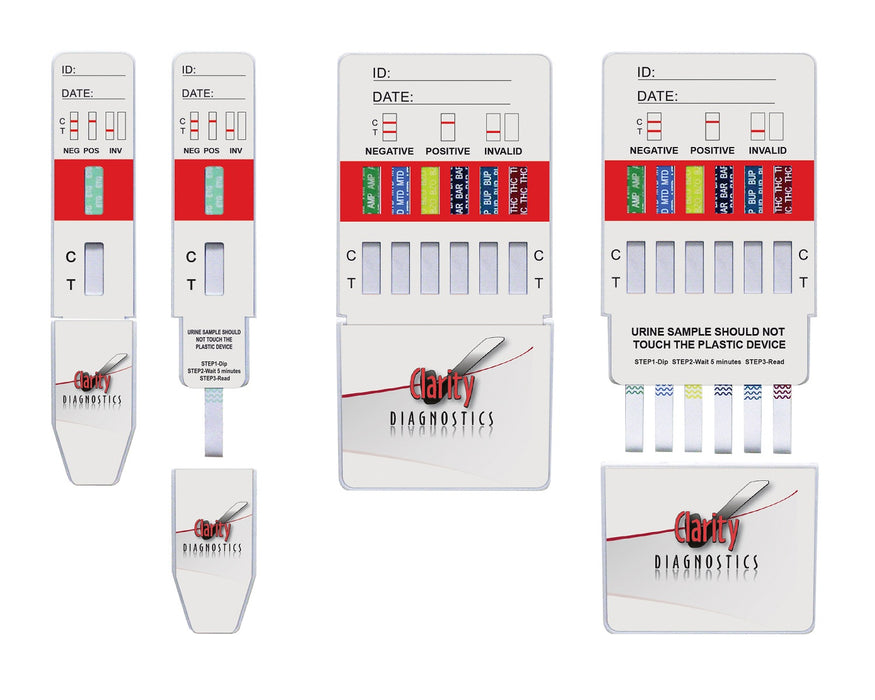 Clarity Drugs of Abuse Urine Test Panels & Single Dip Tests