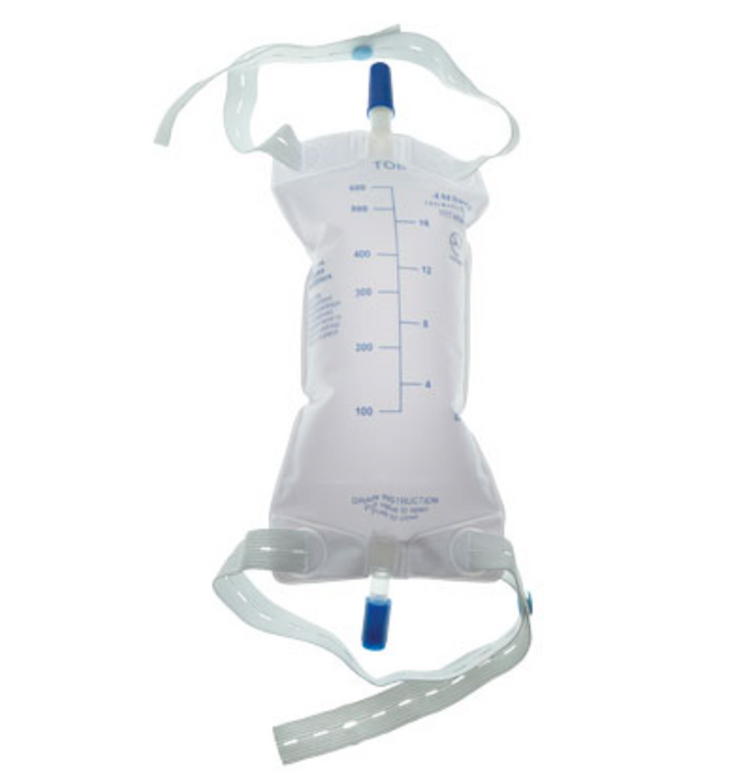 AMSure Leg Bag, Medium, 600mL, Bottom Draining, Anti-reflux valve, Twist Turn Valve, 2 Pre-Assembled Straps, Latex Free, Sterile Fluid Pathway (4519570210929)