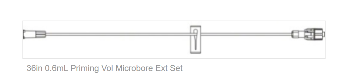 B. Braun Female luer and distal male luer lock, slide clamp, Microbore Extension Set. 0.03 in. ID. with fluid path that contains no PVC. Use with higher low rates and viscous fluids.  Priming volume: 0.8 mL, Length: 60" (152 cm) - 50/box (4447580291185)