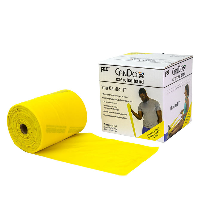 CanDo Low Powder Exercise Band Rolls - 150' Dispenser Box (50 yds)