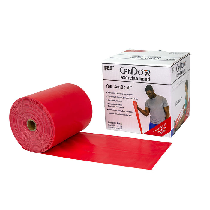 CanDo Low Powder Exercise Band Rolls - 150' Dispenser Box (50 yds)
