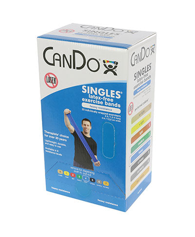 CanDo Latex Free Resistance Bands, Pre-Cut Strips, 5-foot - 30/box