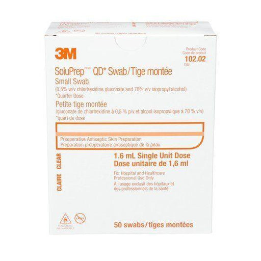 LOW STOCK - 3M™ SoluPrep™ Swab (0.5% w/v chlorhexidine gluconate and 70% v/v ethyl alcohol), Non-sterile, Clear, 50/bx (4447579209841)