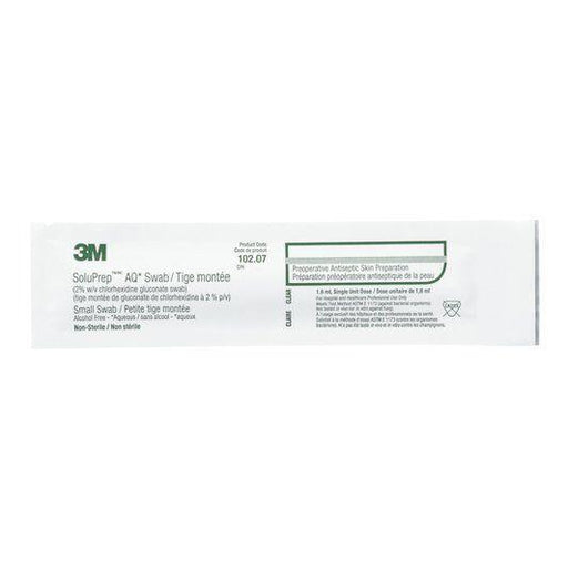 3M™ SoluPrep™ (AQ) Swab (2% w/v chlorhexidine gluconate swab), Alcohol-free - Aqueous, Non-sterile, Clear, 50/bx (4447578325105)