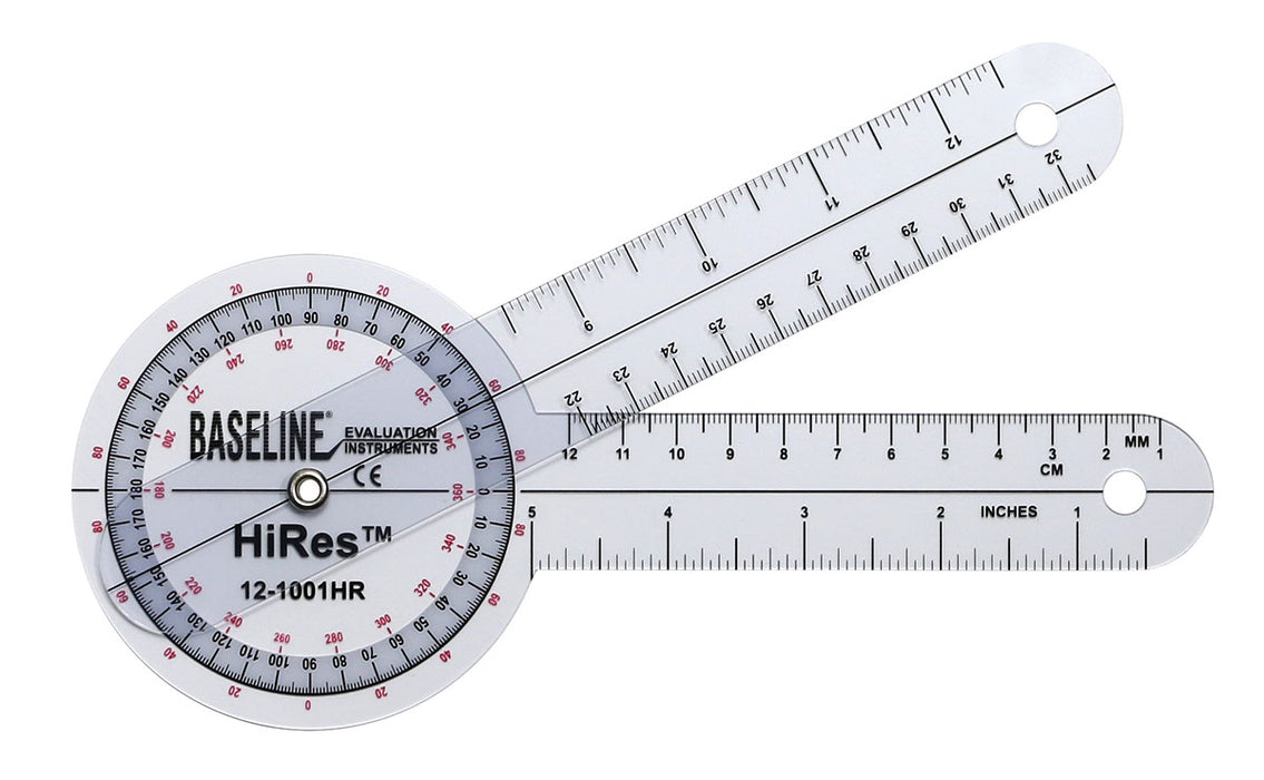 Baseline Plastic Goniometer - HiRes 360 Degree Head
