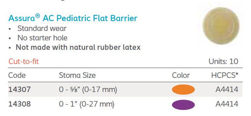 Assura® AC: Pediatric Flat Barrier, Standard Wear, 10/bx (4569154682993)