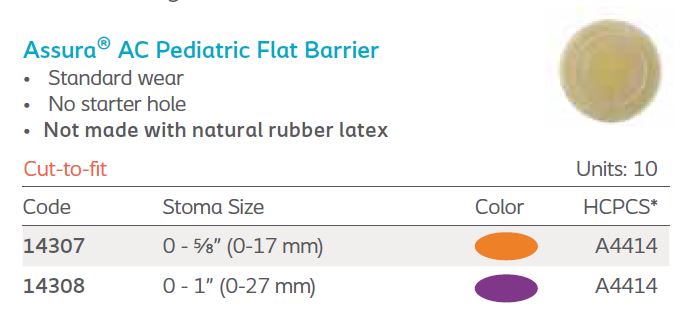 Assura® AC: Pediatric Flat Barrier, Standard Wear, 10/bx (4569154682993)