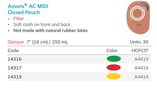 Assura® AC: MIDI Closed Pouch, Filter, 30/bx (4564190101617)