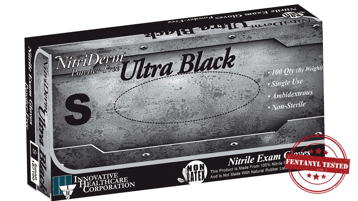 NitriDerm® Ultra Black Nitrile Exam Gloves – Series 187, 100/bx