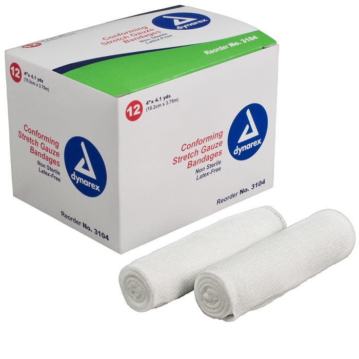 Stretch Gauze Bandages, Non-Sterile, Assorted sizes, 4.1 yds roll