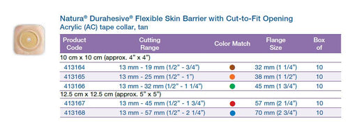 Natura® Durahesive®: Flat Flexible Skin Barrier with Cut-to-Fit Opening, Acrylic tape collar, tan, Extended Wear, 10/bx (4572246540401)