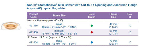 Natura® Stomahesive®: Skin Barrier with Cut-to-Fit Opening and Accordion Flange Acrylic (AC) tape collar, white, Standard Wear, 10/bx (4572241166449)