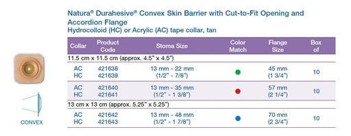 Natura® Durahesive®: Convex Skin Barrier with Cut-to-Fit Opening and Accordion Flange Hydrocolloid or Acrylic tape collar, tan, Extended Wear, 10/bx (4572238217329)
