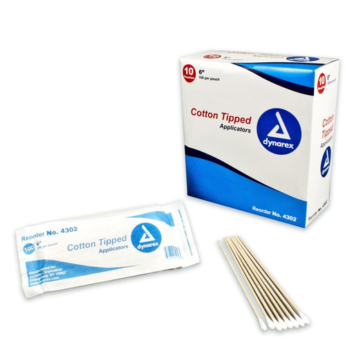 Cotton-Tipped Wood Applicator, Non-Sterile, 6" long. 1000/box (4399200534641)