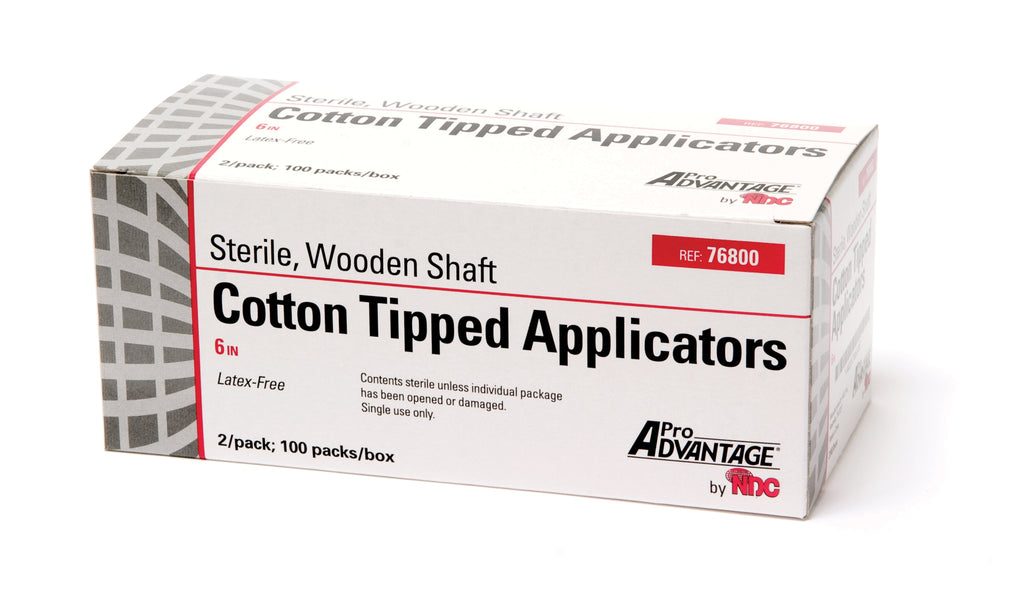 Cotton-Tipped Applicator, 6 x 1/12, Wooden Shaft, Sterile, 2/pk