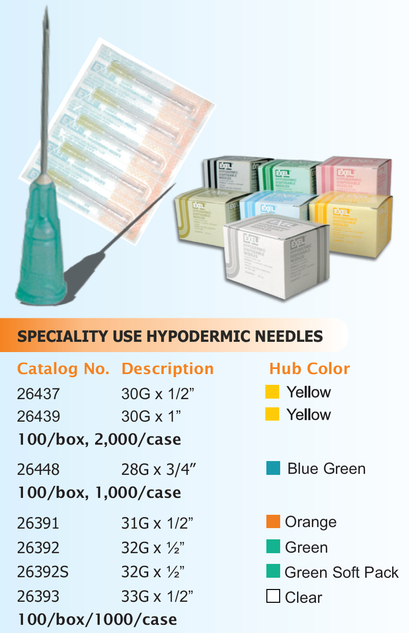 Specialty Use Hypodermic Needle (includes Regular Bevel), 100/bx. — Classic  Health