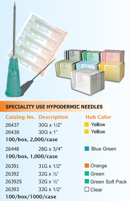 Specialty Use Hypodermic Needle (includes Regular Bevel), 100/bx. (4422883999857)