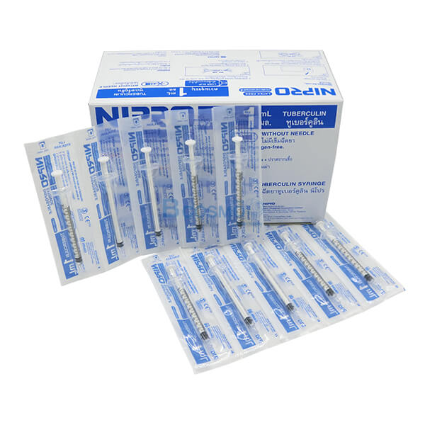 1cc Disposable Syringe w/ Rubber Stopper, Sterile, 100/box