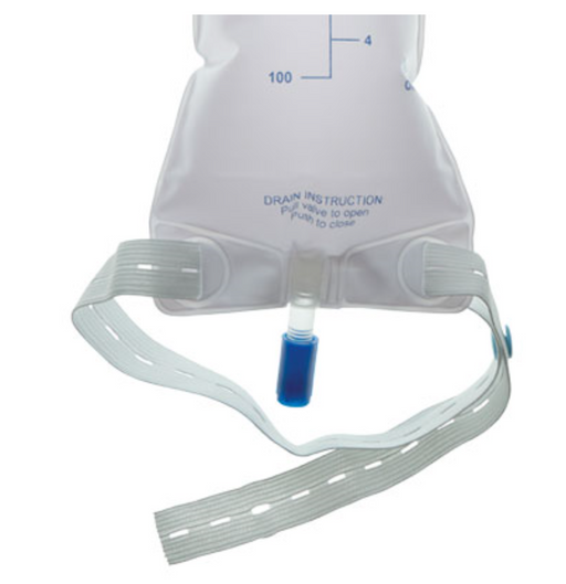 AMSure Leg Bag, Medium, 600mL, Bottom Draining, Anti-reflux valve, Twist Turn Valve, 2 Pre-Assembled Straps, Latex Free, Sterile Fluid Pathway (4519570210929)